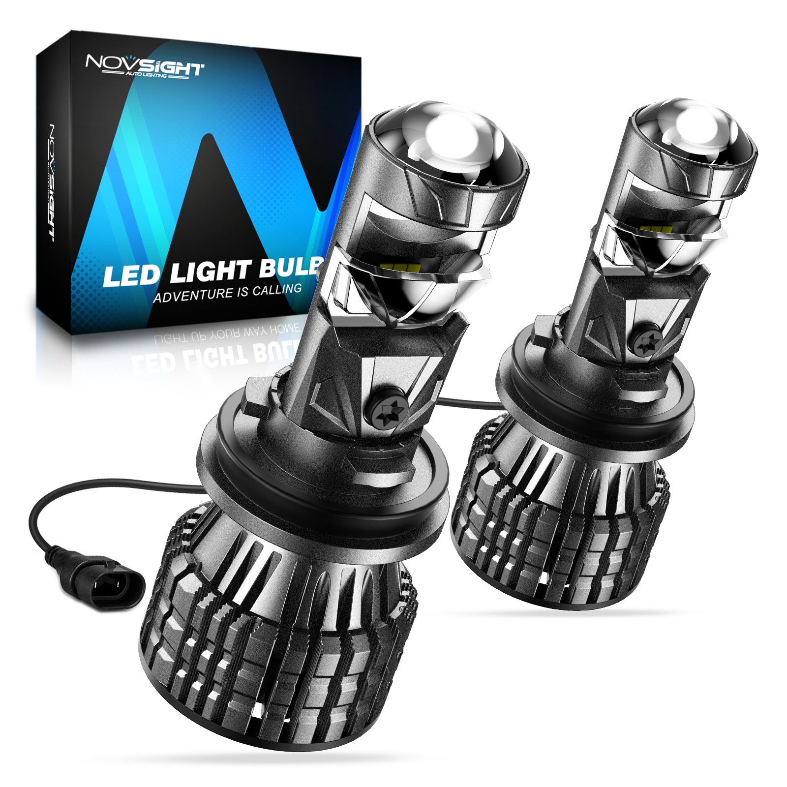 NOVSIGHT 2x H4 LED Headlight Bulbs High Low Beam 6500K 22000LM 120W Super Bright