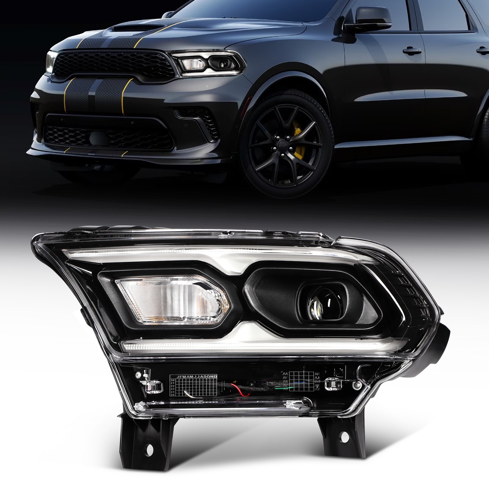 Driver Left Side LED Headlight w/Bulb For 2021-2024 Dodge Durango Black