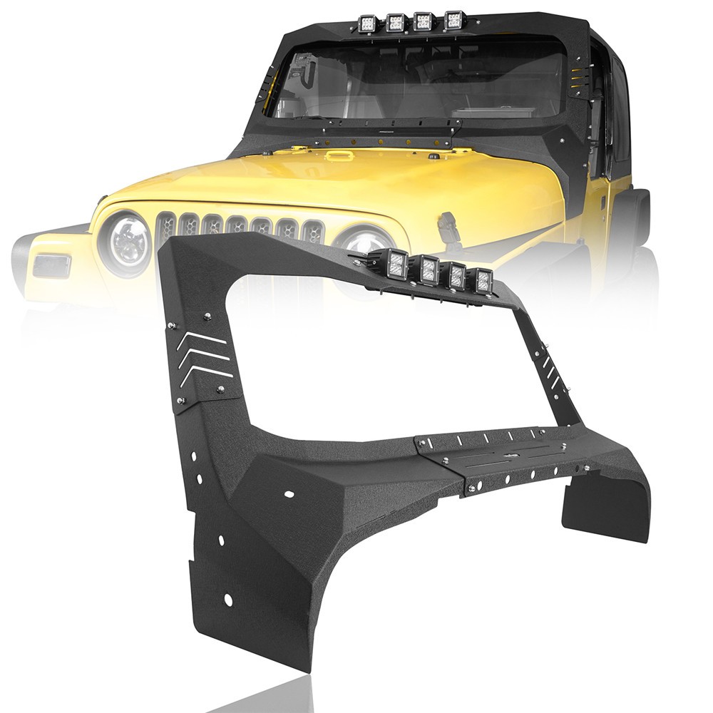 Fit 1997-2006 Jeep Wrangler TJ Off-Road Windshield Frame Cover Visor Cowl Armor