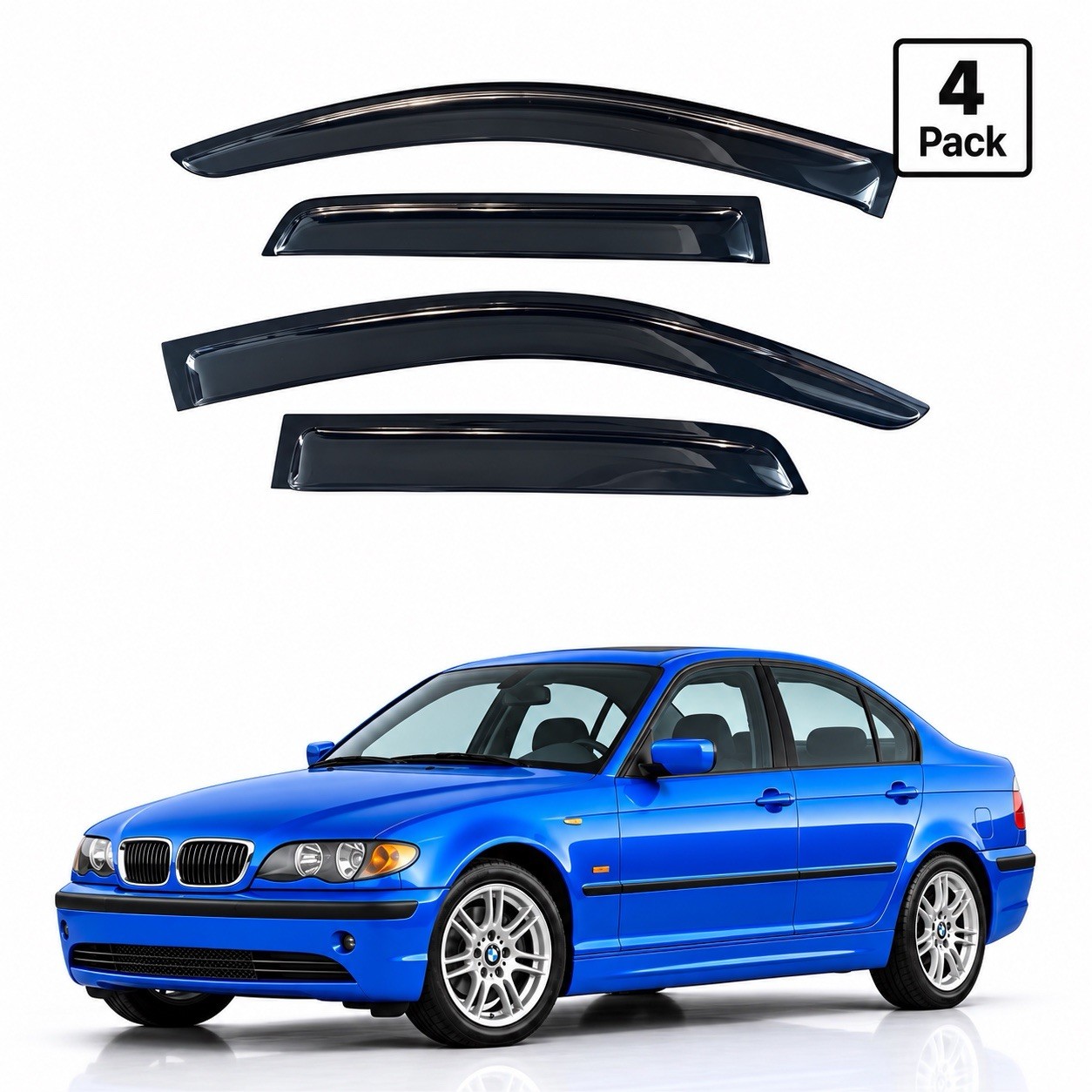 Window Visors For BMW 3 Series 2005-2011 Sedan Rain Guards Vent Out-Channel 4PC