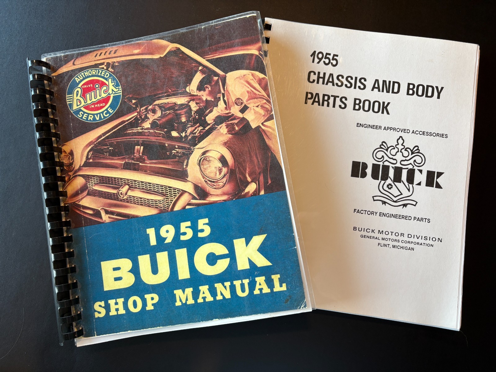 1955 Buick Shop Manual & Chassis Body Parts Book Reprint Set Service Repair