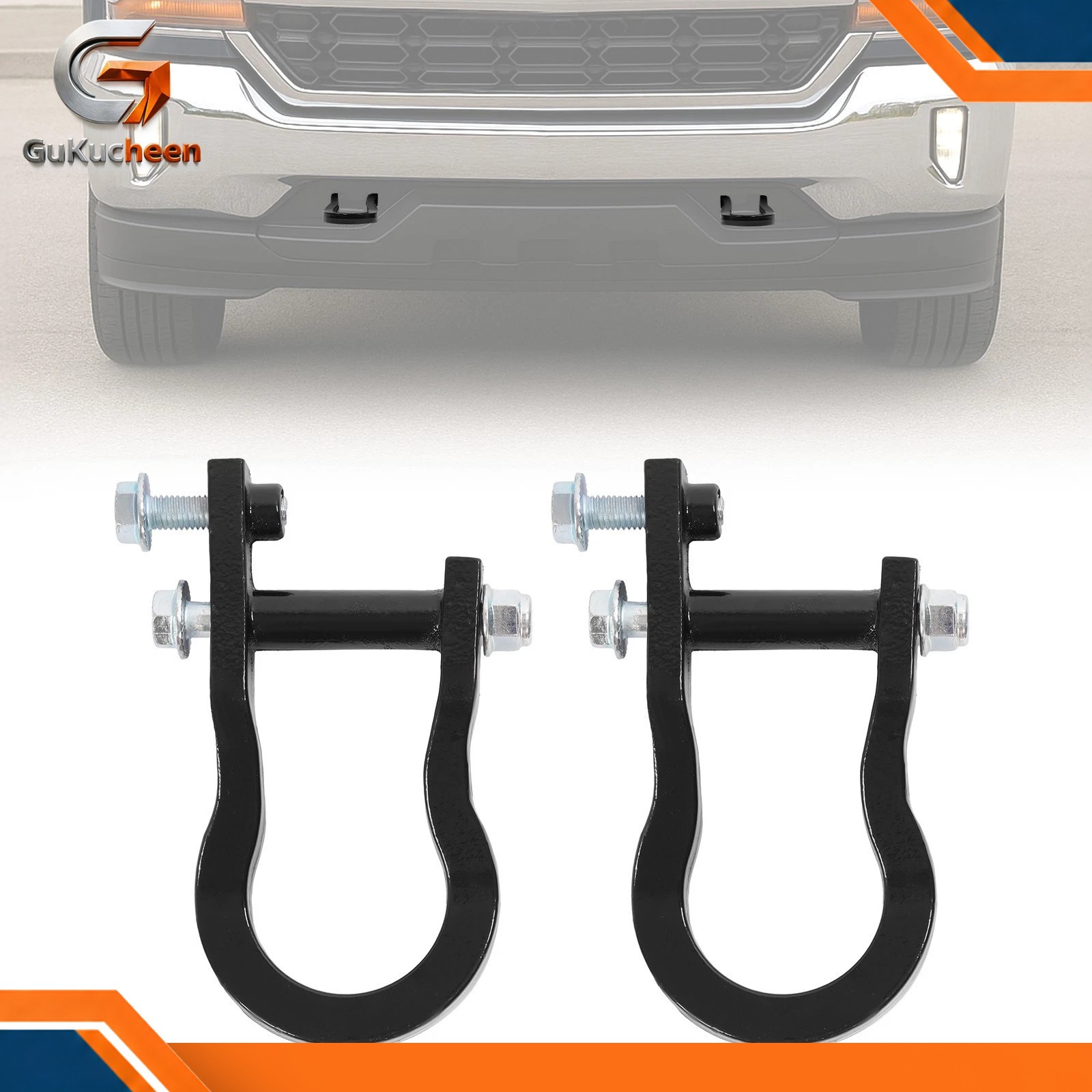 #84072463 Pair (2pcs) Tow Hooks For Chevrolet Silverado GMC Sierra 1500 2007-19