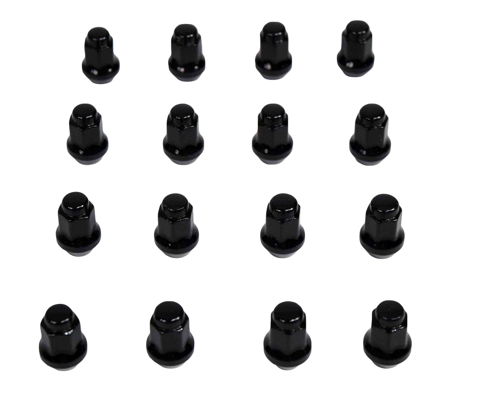 MASSFX 16-Pack Durable Black 14mm Hex Lug Nuts, 28mm Length, & 3/8-24 Thread