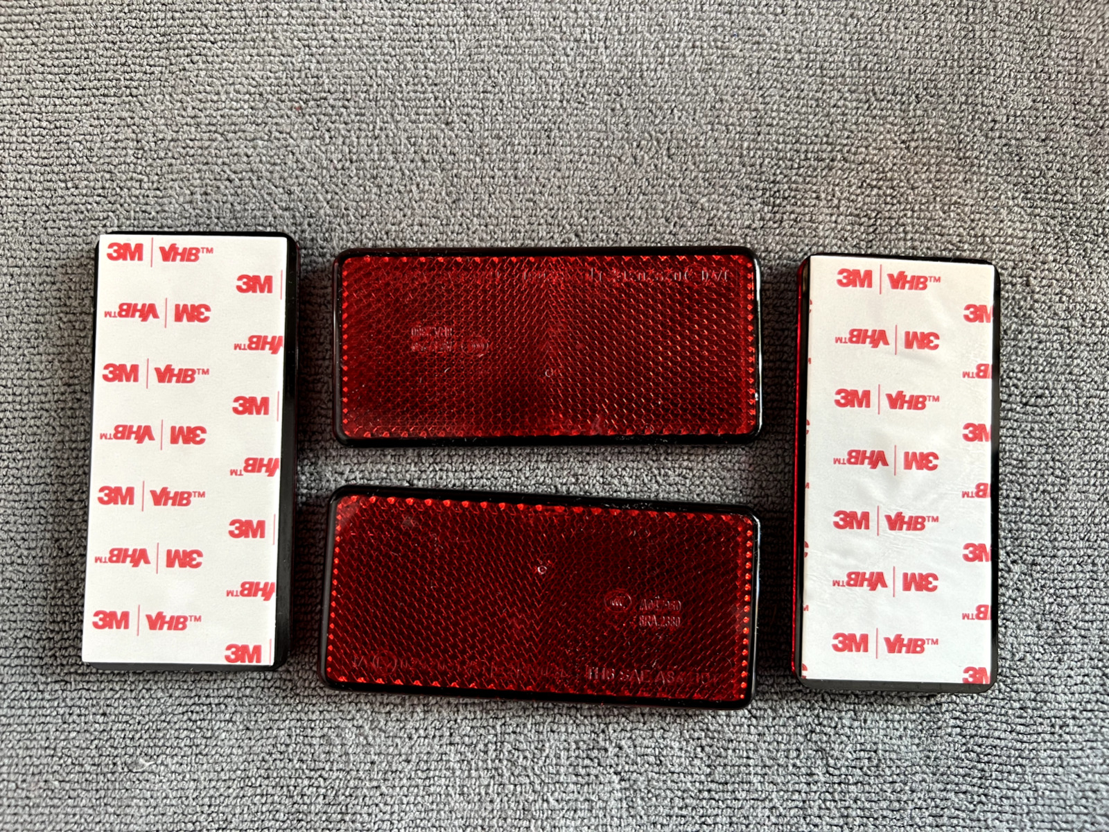 Hella Reflex Reflector Red Rectangle 3M Sticker Backing 8RA 003326167 (set of 4)