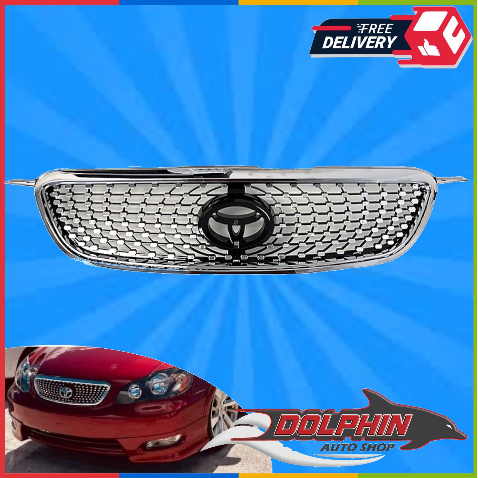 For 2003 2008 Toyota Corolla Grill Chrome Diamond Grille