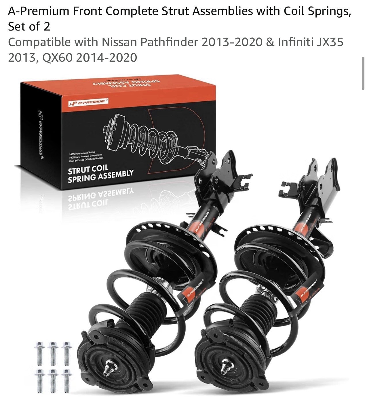 A-Premium Front Complete Strut Assemblies with Coil Springs, Set of 2