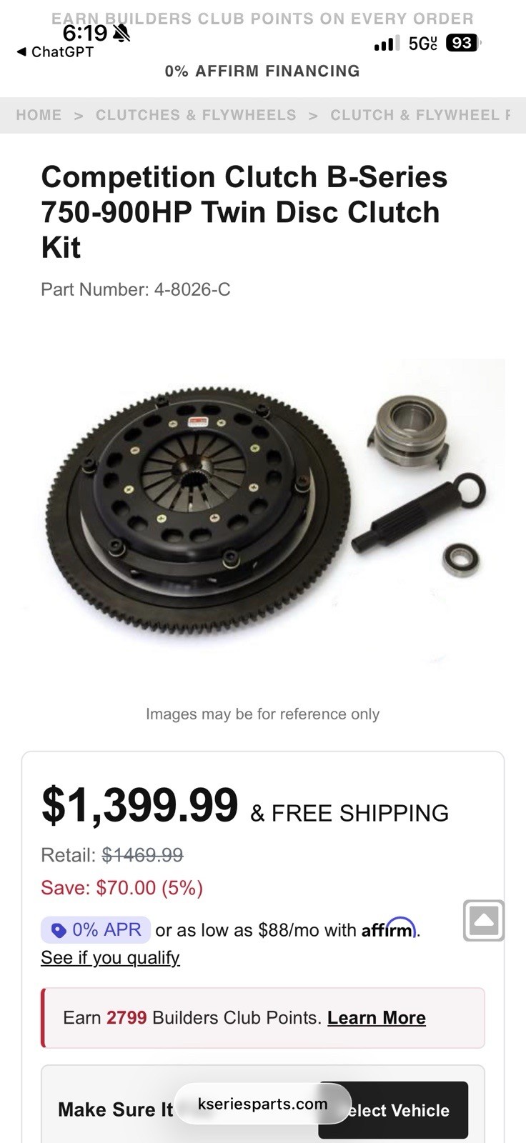 Competition Clutch B-Series 750-900HP Twin Disc Clutch Kit with flywheel