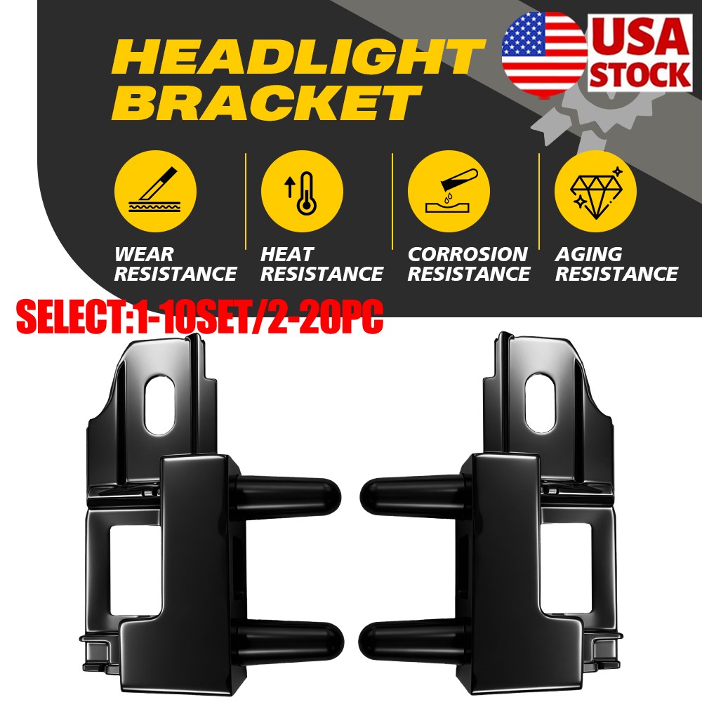 2-20X Right Left Black Headlight Lamp Mounting Brackets Fit Ford Fusion 2017-20