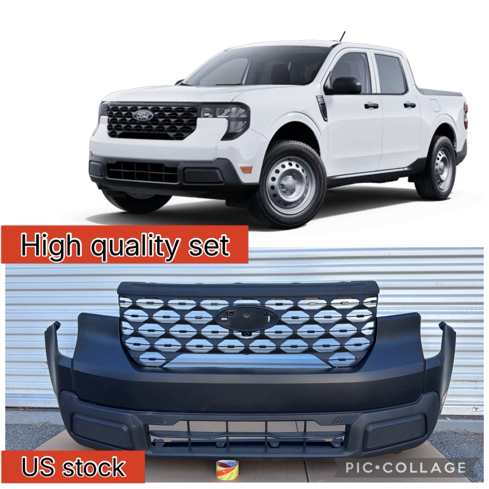 Fit 2025 2026 Ford Maverick Front Bumper Assembly Set Kit w/o Sensor Hols Fit 2025 2026 Ford Maverick Front Bumper Assembly Set Kit w/o Sensor Hols