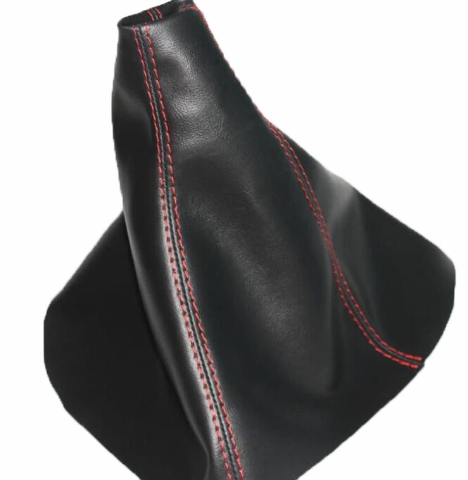 Fits 05-11 Hummer H3 Synthetic Leather Manual Shift Boot Black w/Red Stitch