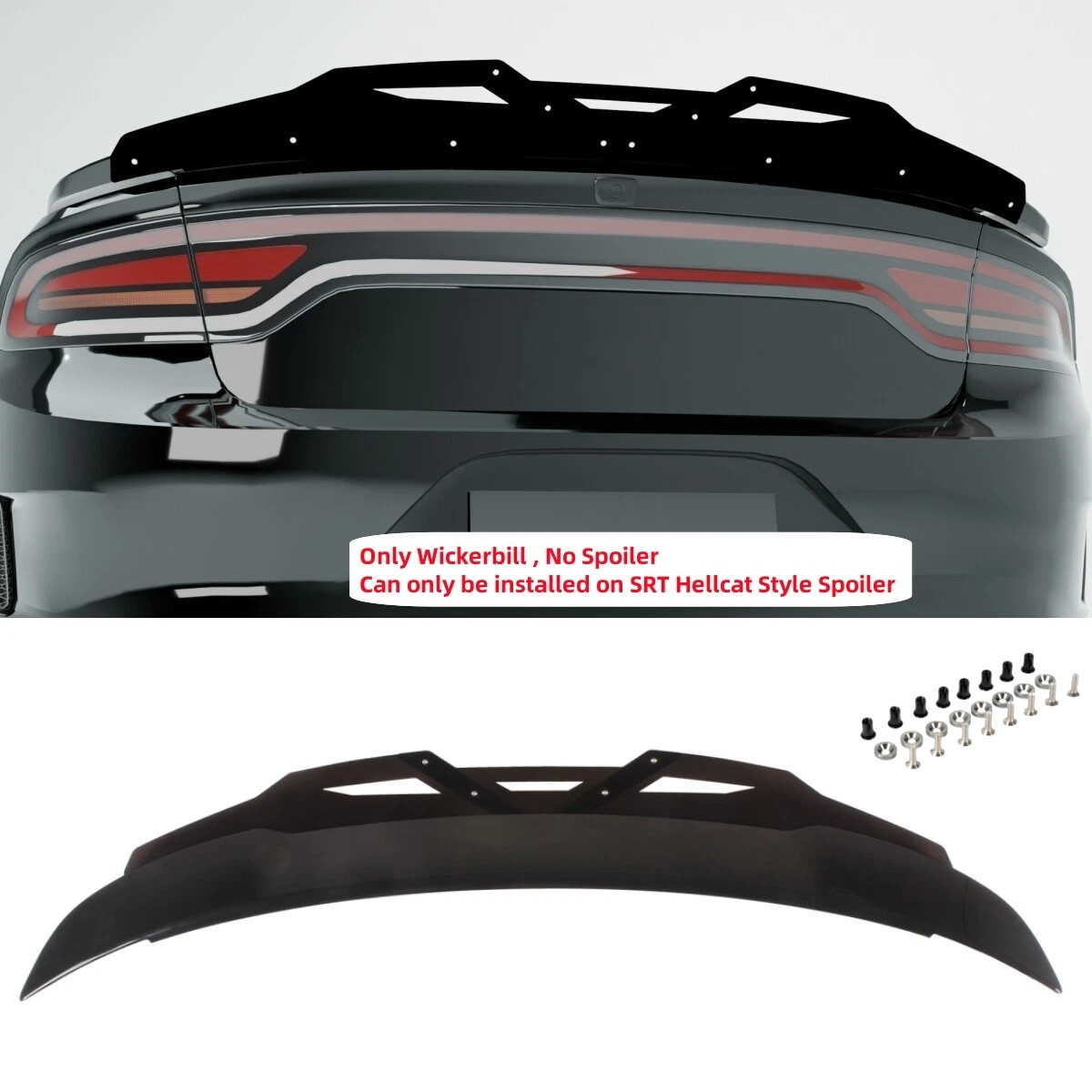 Only Wickerbill Fit For DODGE Charger 11-23 Rear Trunk SRT Hellcat Style Spoiler