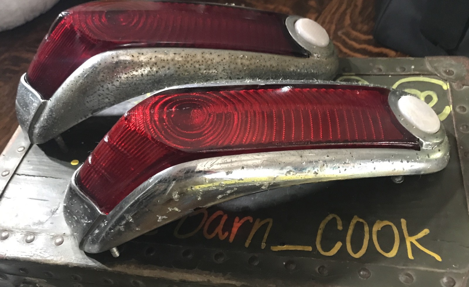 1949-50 Mercury Taillights And Housing Break Lights Original OEM Glass Ford 1949-50 Mercury Taillights And Housing Break Lights Original OEM Glass Ford