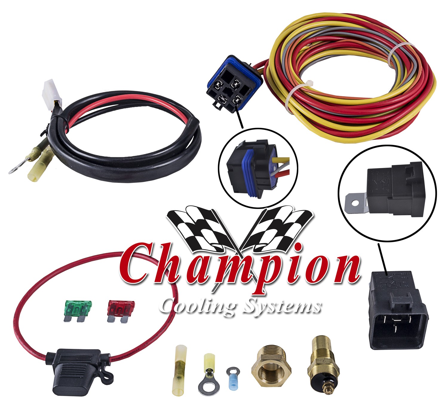 Champion Cooling 180 Degree 40amp Electric Fan Relay Kit for Single Fan DR