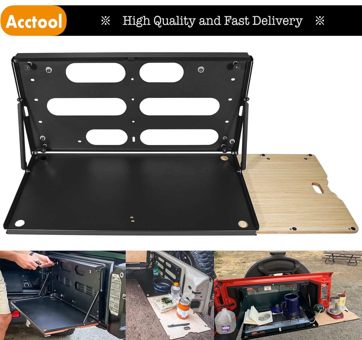 For 2007-24 Jeep Wrangler JK JKU JLU Rear Door Foldable Drop Down Tailgate Table