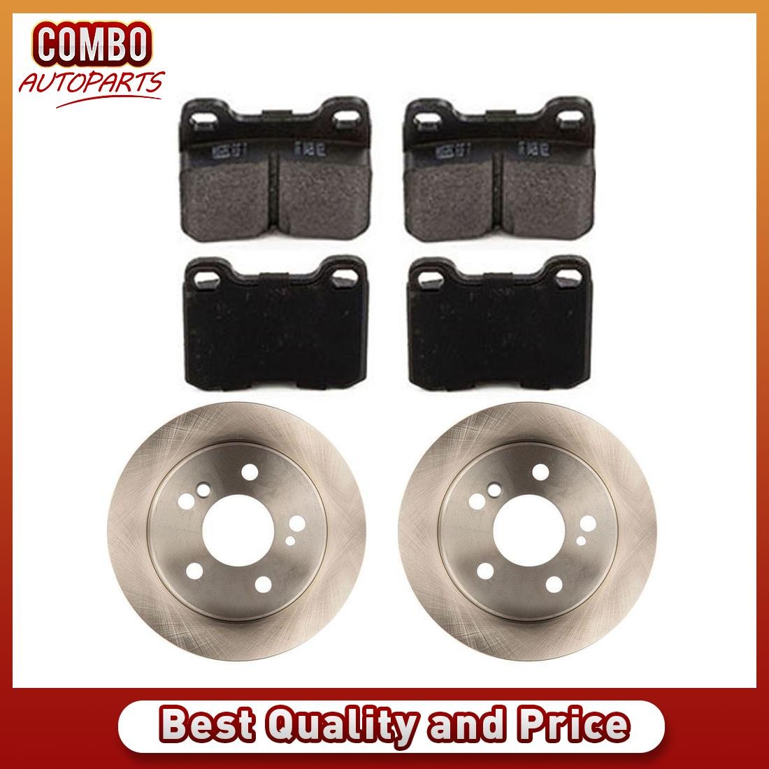 Rear Disc Brake Pad Set Disc Brake Rotor for 1984-1989 Mercedes-Benz 190D