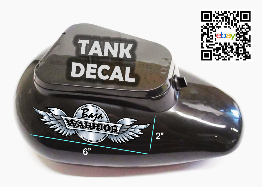 BAJA Warrior Mini Bike Storage Tank Decal Sticker BAJA Warrior Mini Bike Storage Tank Decal Sticker