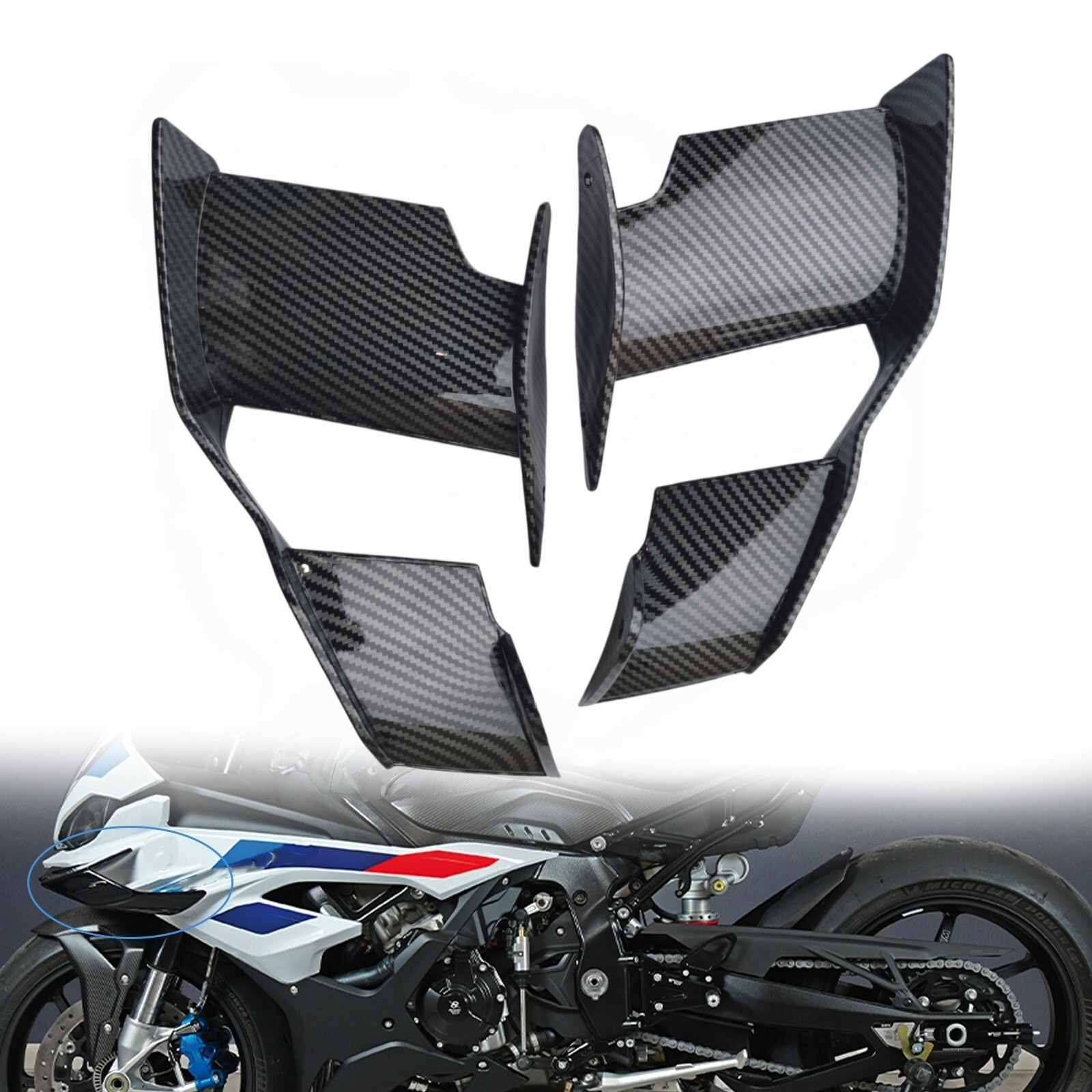 S1000R M1000R Front Spoiler Winglets Carbon Look For BMW 2023-2024