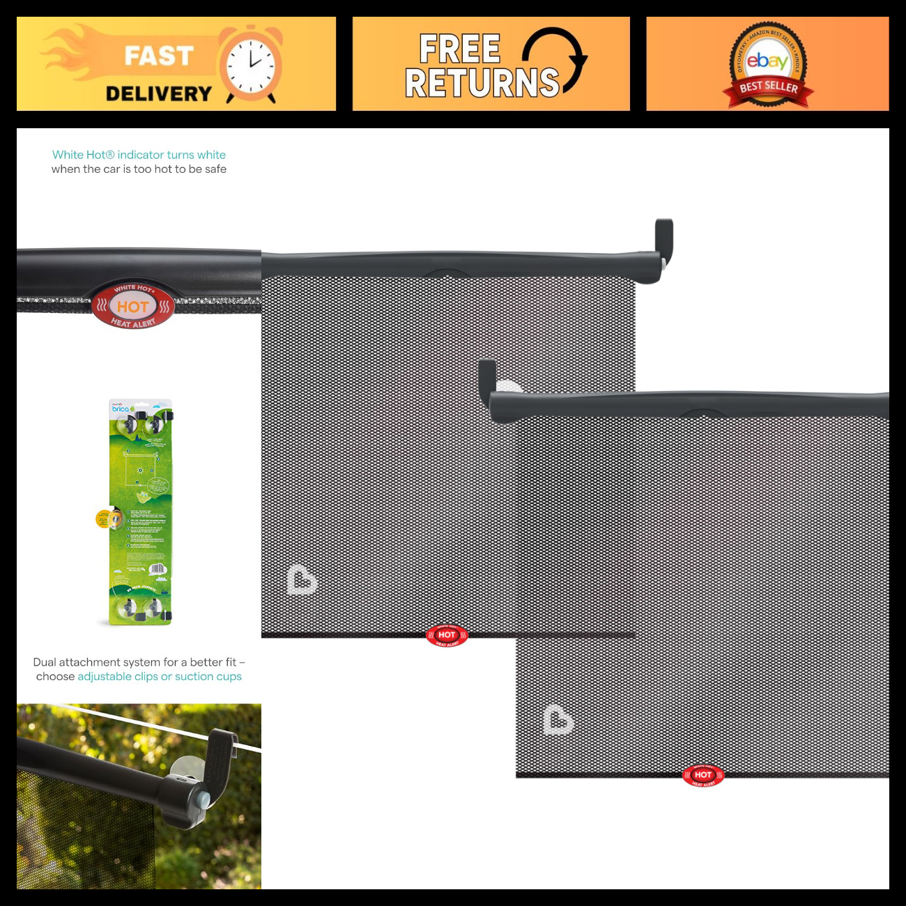 2 Pack Baby Car Window Sun Shade - UV Protection, Easy Install, Black