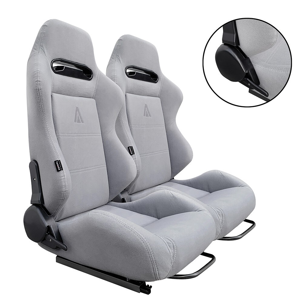 PAIR TANAKA GRAY CLOTH RACING SEATS RECLINABLE w/ SLIDER FOR TOYOTA **