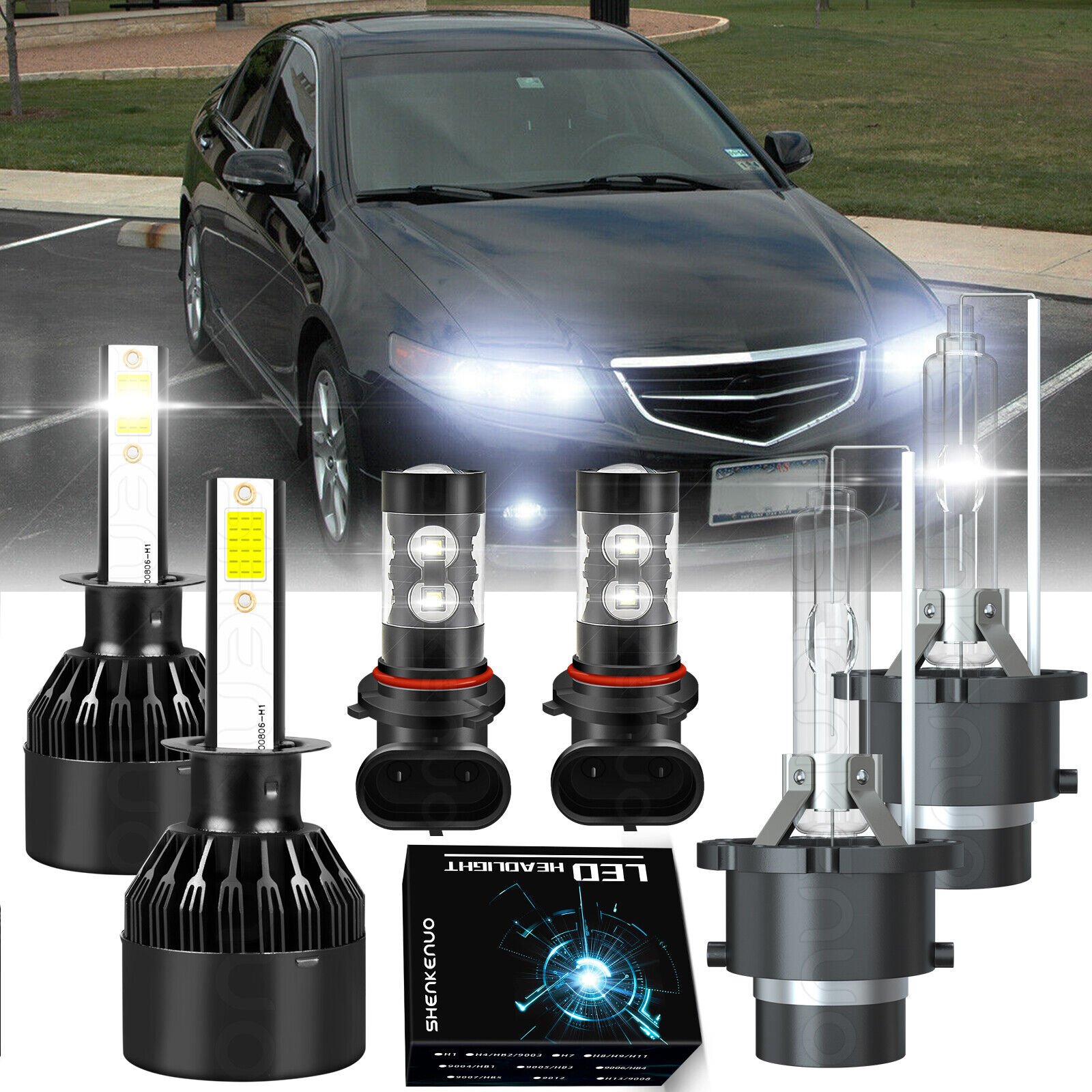 For Acura TSX 2004-2008 Combo HID&LED Headlights High Low + LED Fog Light Bulbs