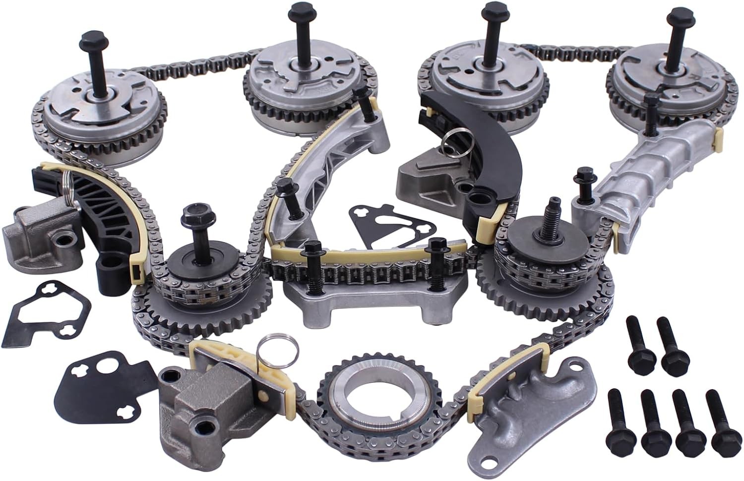 Timing Chain Kit w/4VVT CAM PHASER Gear For Buick Cadillac Chevrolet GMC Pontiac