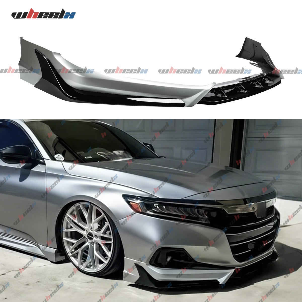 Lunar Silver Metallic ACR Style Front Bumper Lip Splitter Fit 21-22 Honda Accord