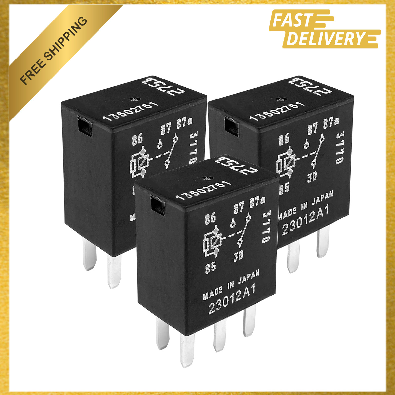 3-Pack Automotive Relay 12V 30A 40A 5-Pin SPDT Compatible with GM Vehicles Fuel