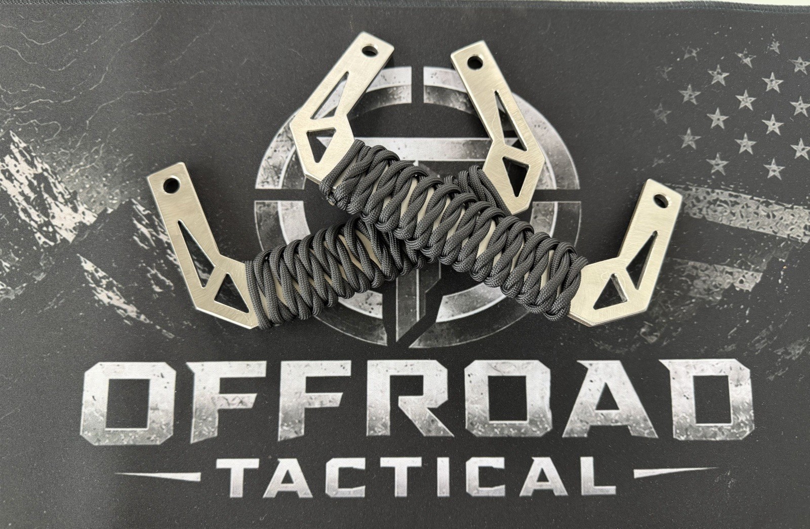 Offroad Tactical - Billet Grab Handle (Pair) - Universal Stainless Paracord Blk