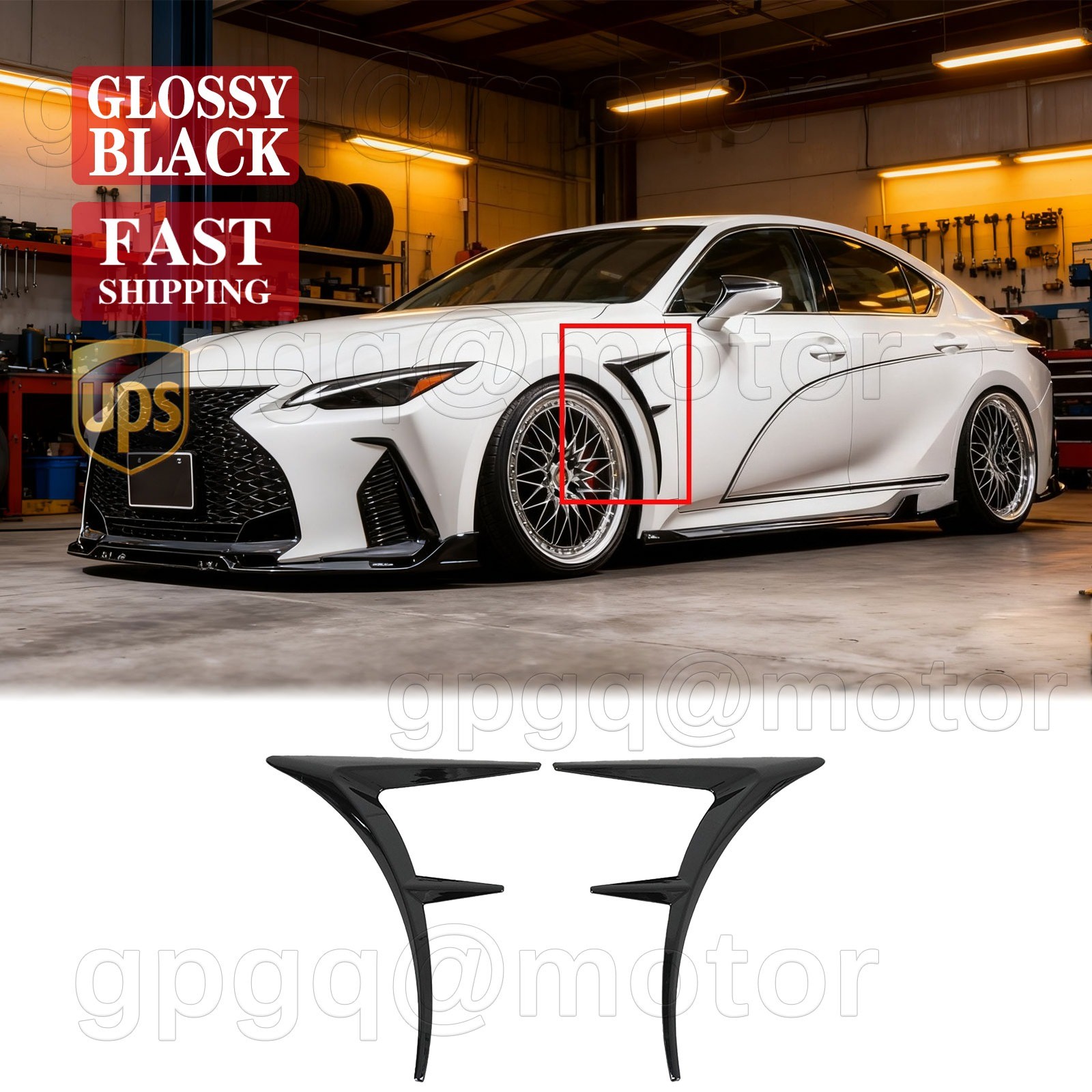 For Lexus IS300 IS350 F-Sport 2021-2026 Glossy Black Front Fender Flare Canards
