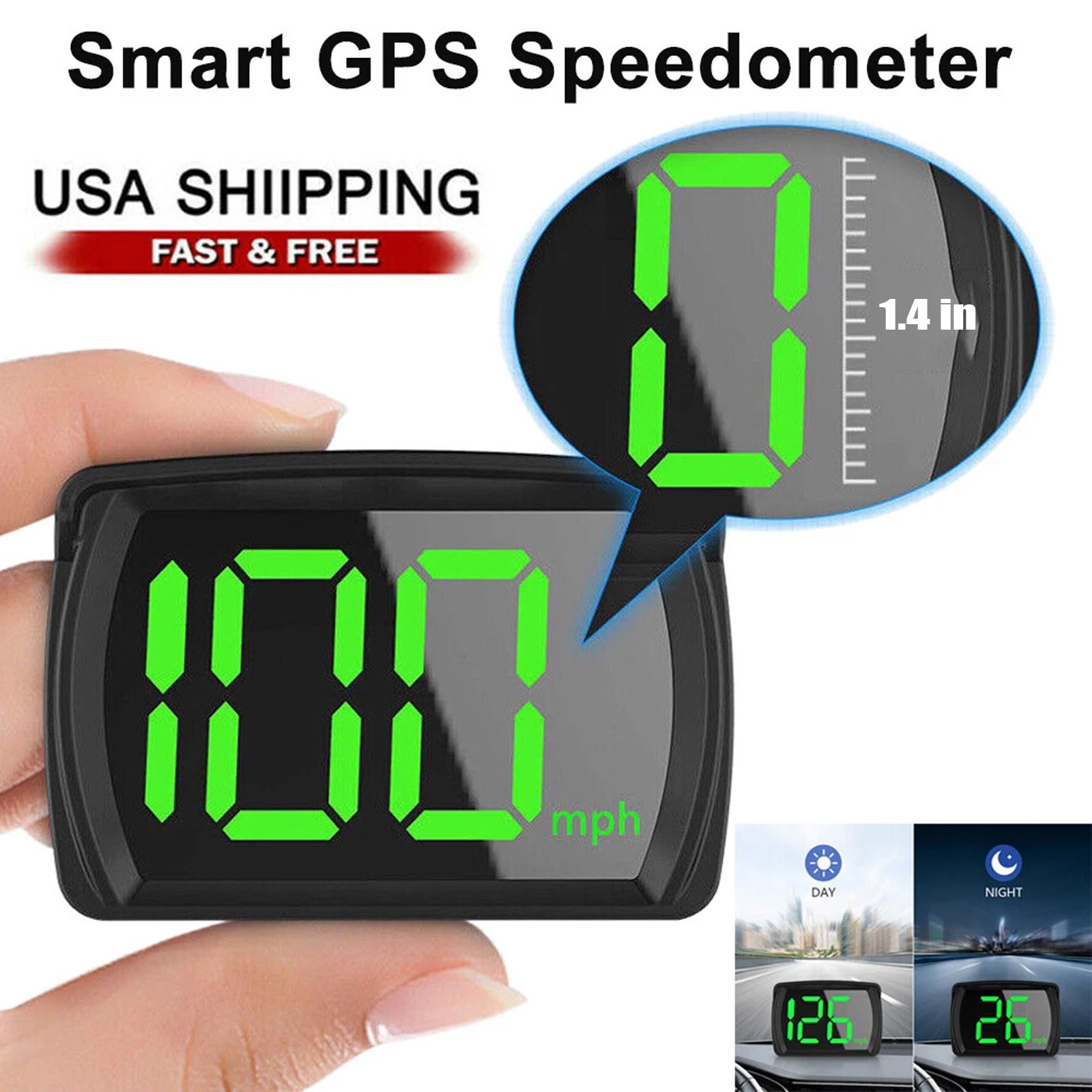 GPS Digital Speedometer Car Truck Motorcycle Head Up Display Odometer HUD MPH US