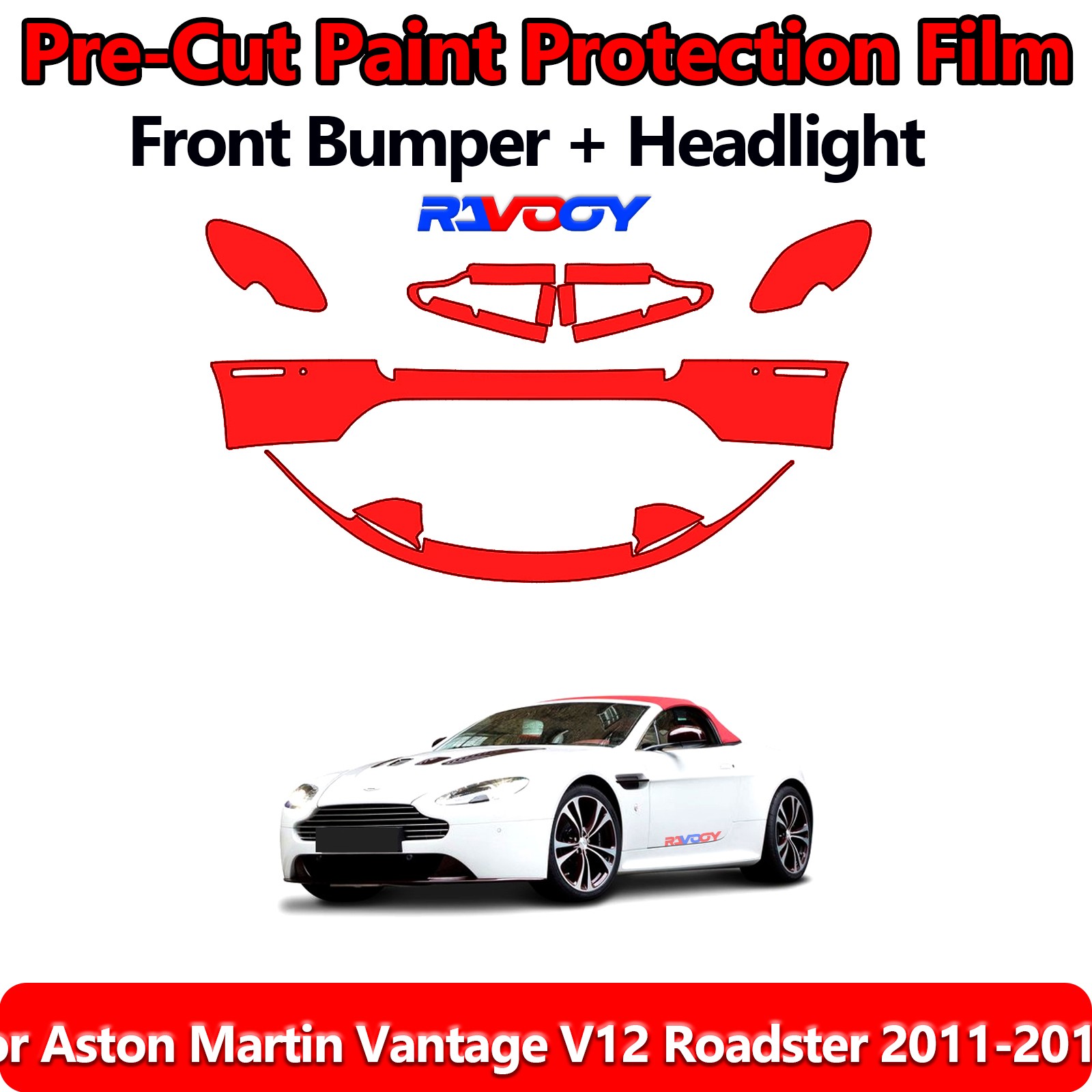  Front Bumper PPF Kit Film For Aston Martin Vantage V12 Roadster 2011-2017