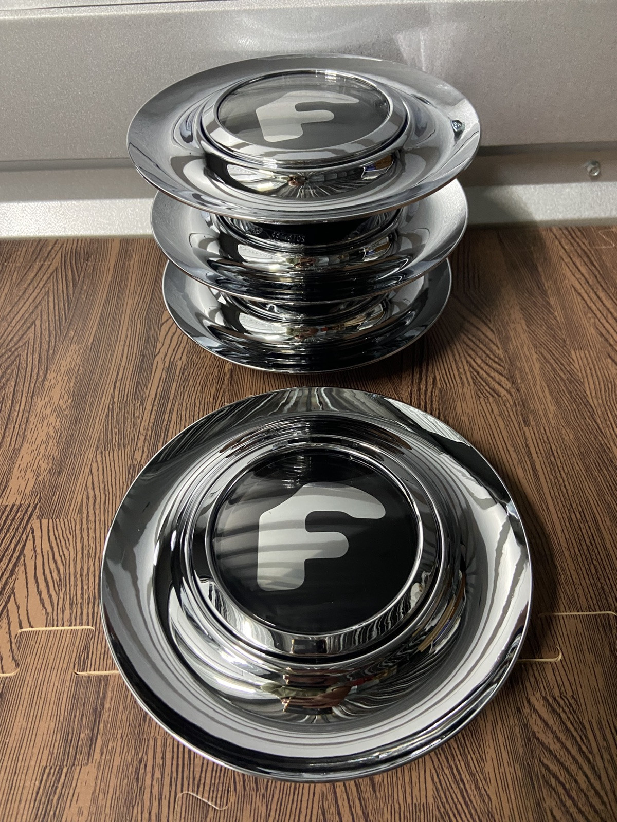 4x Set Silver CHROME For Forgiato Wheels Floating Center Caps XL Hubcap 7.2 Inch