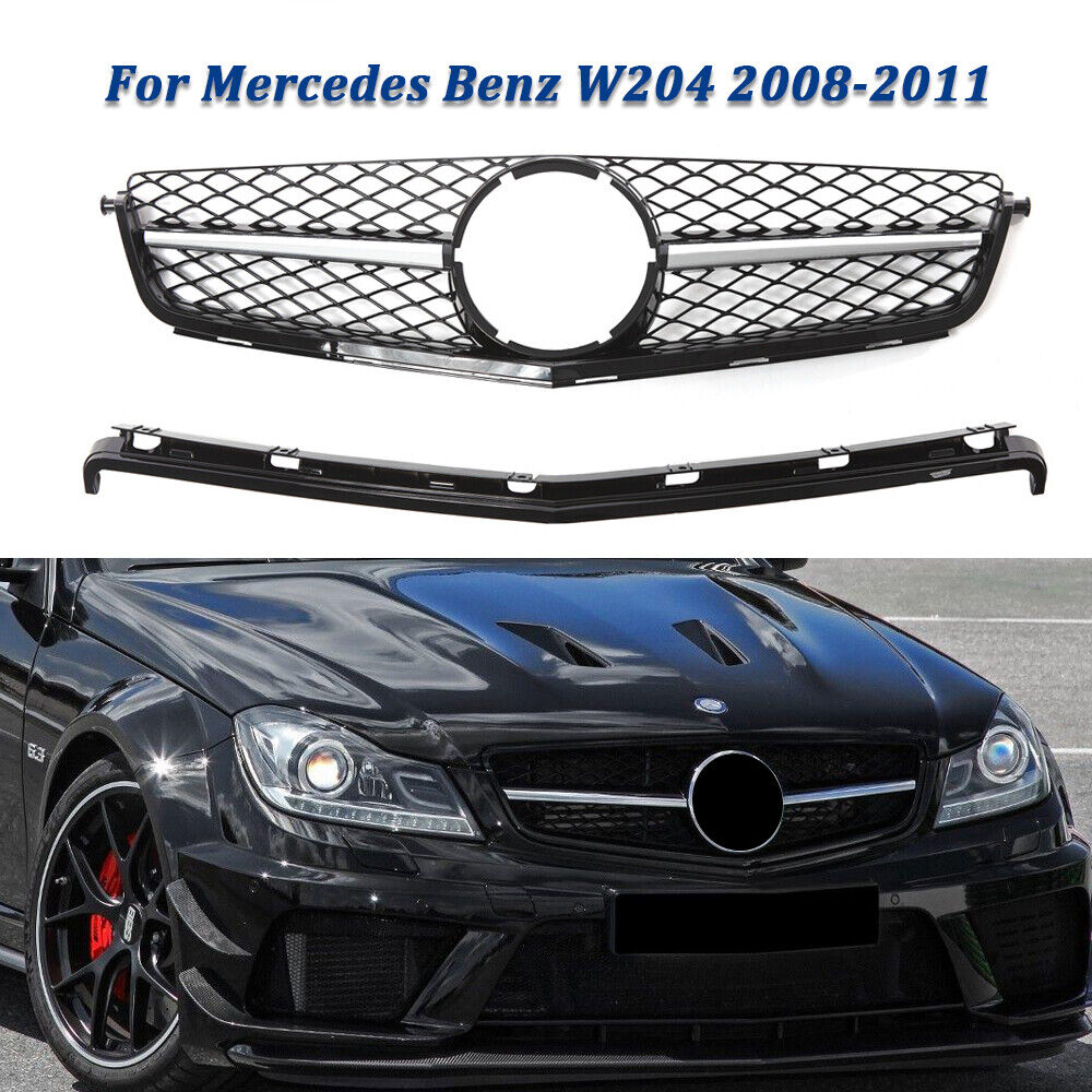 For Mercedes Benz W204 C63 AMG 2008 2009 2010 2011 AMG Style Front Grille Black