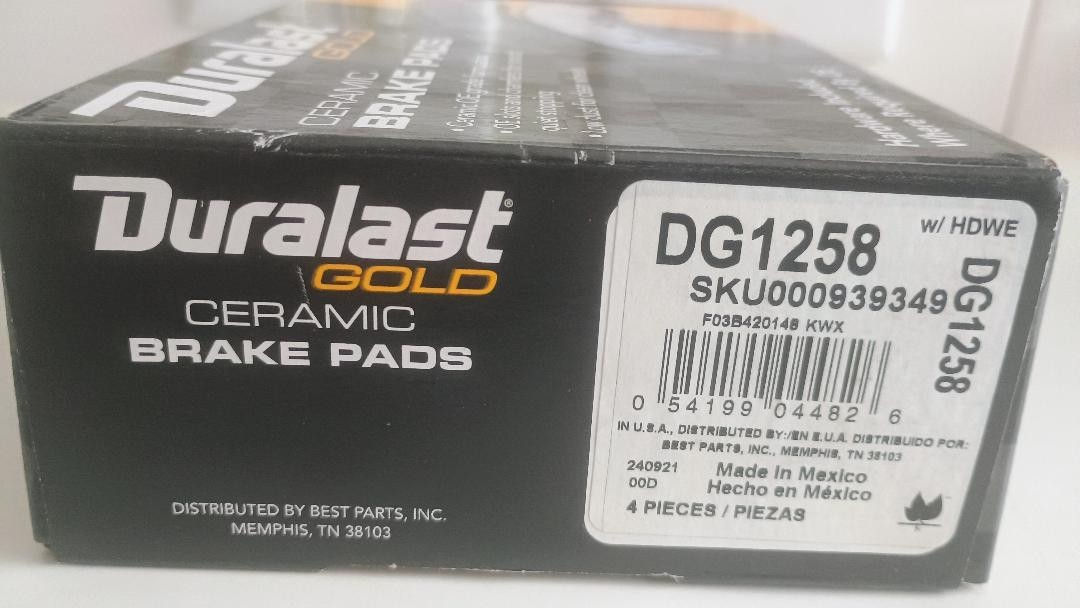 Duralast Gold Ceramic Brake Pads DG1258 w/ hardware Ford Edge
