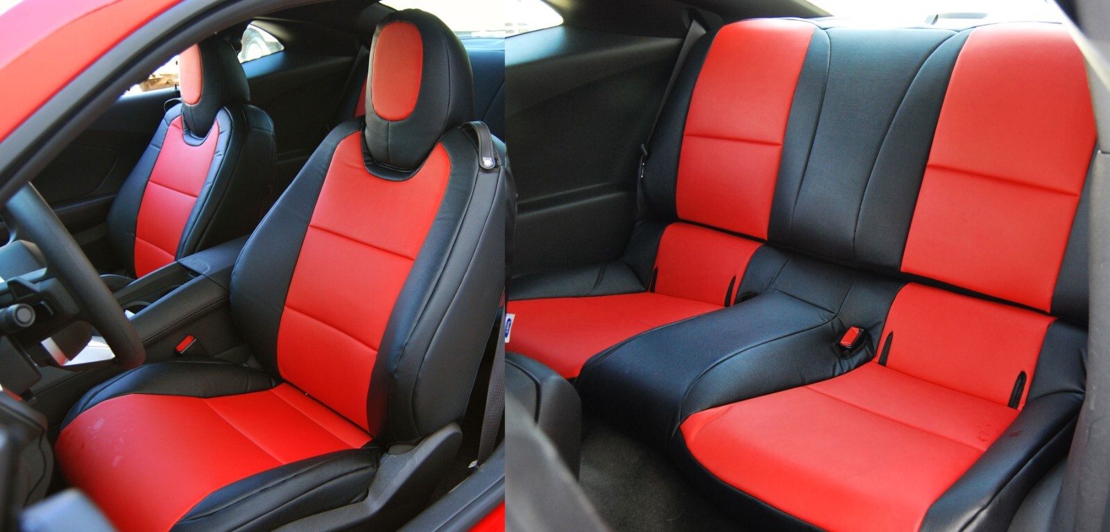 FOR 2010~2015 CHEVY CAMARO COUPE IGGEE CUSTOM MADE FIT FRONT & REAR SEAT COVERS