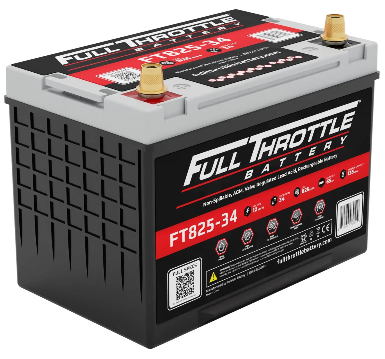 Fullriver Full Throttle FT825-34 65Ah 825 CCA AGM Battery (Group 34) Fullriver Full Throttle FT825-34 65Ah 825 CCA AGM Battery (Group 34)