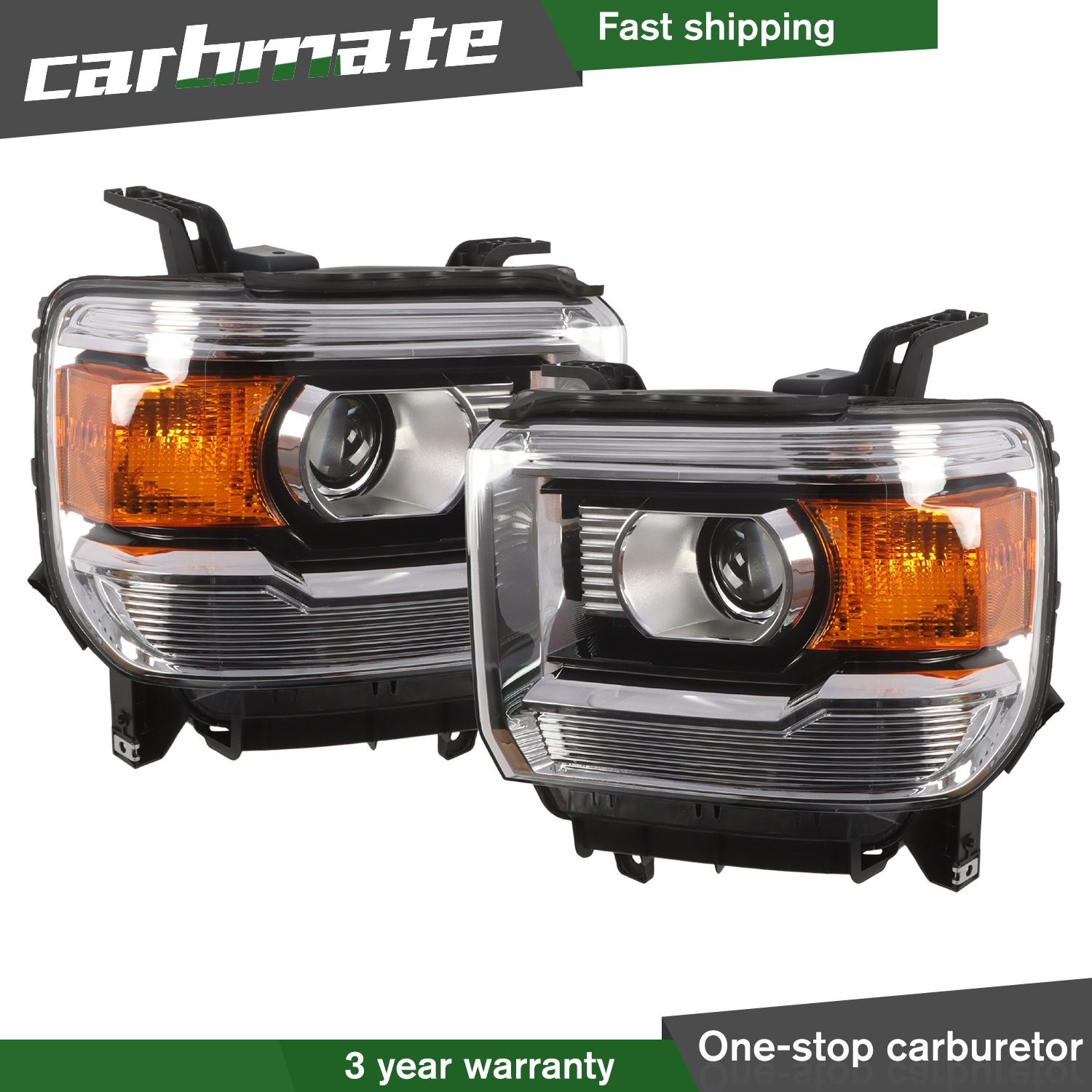 Halogen Factory Headlights L+R For 2014-2015 GMC Sierra 1500/15-19 2500HD 3500HD