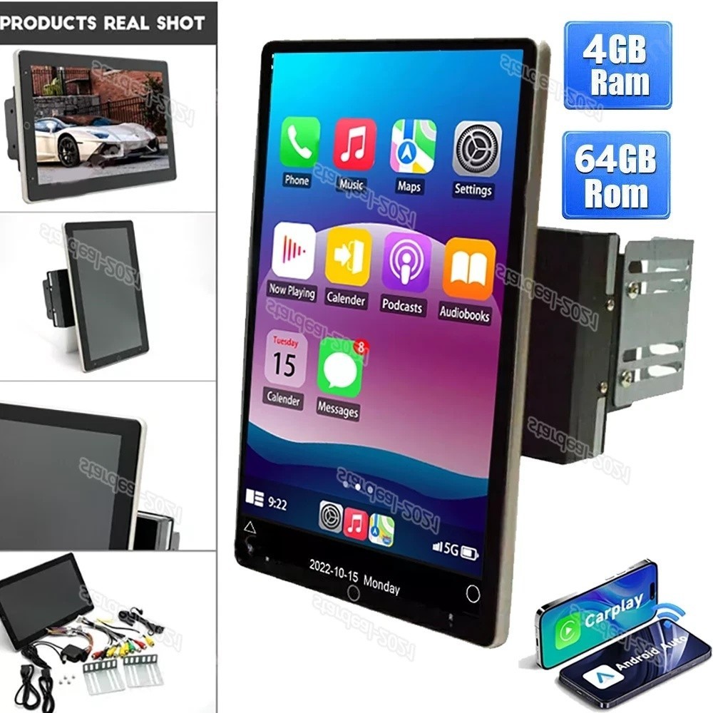 10in Android15 Carplay 4+64G Double 2DIN Rotatable GPS WIFI SWC Car Stereo Radio