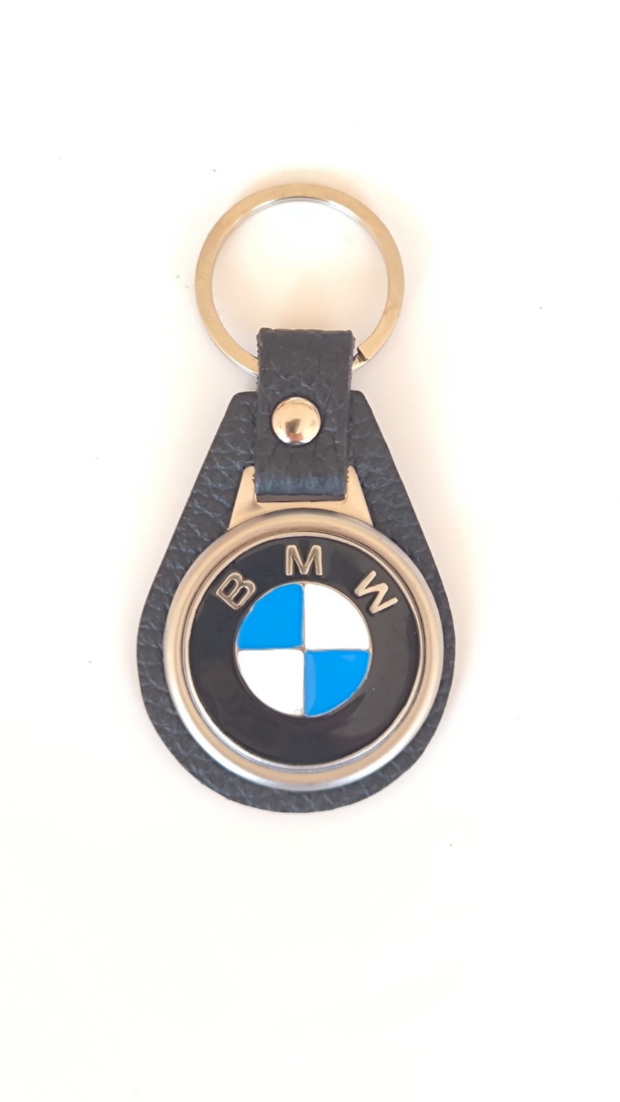 BMW hand made leather Keychain Metal Emblem 