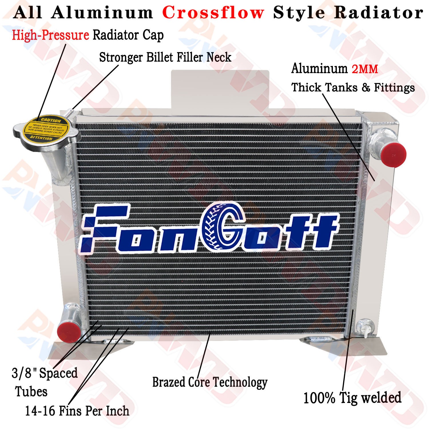 3 Row Aluminum Radiator For 1983-1993 Ford Ranger Compact Truck V8 CONVERSION.