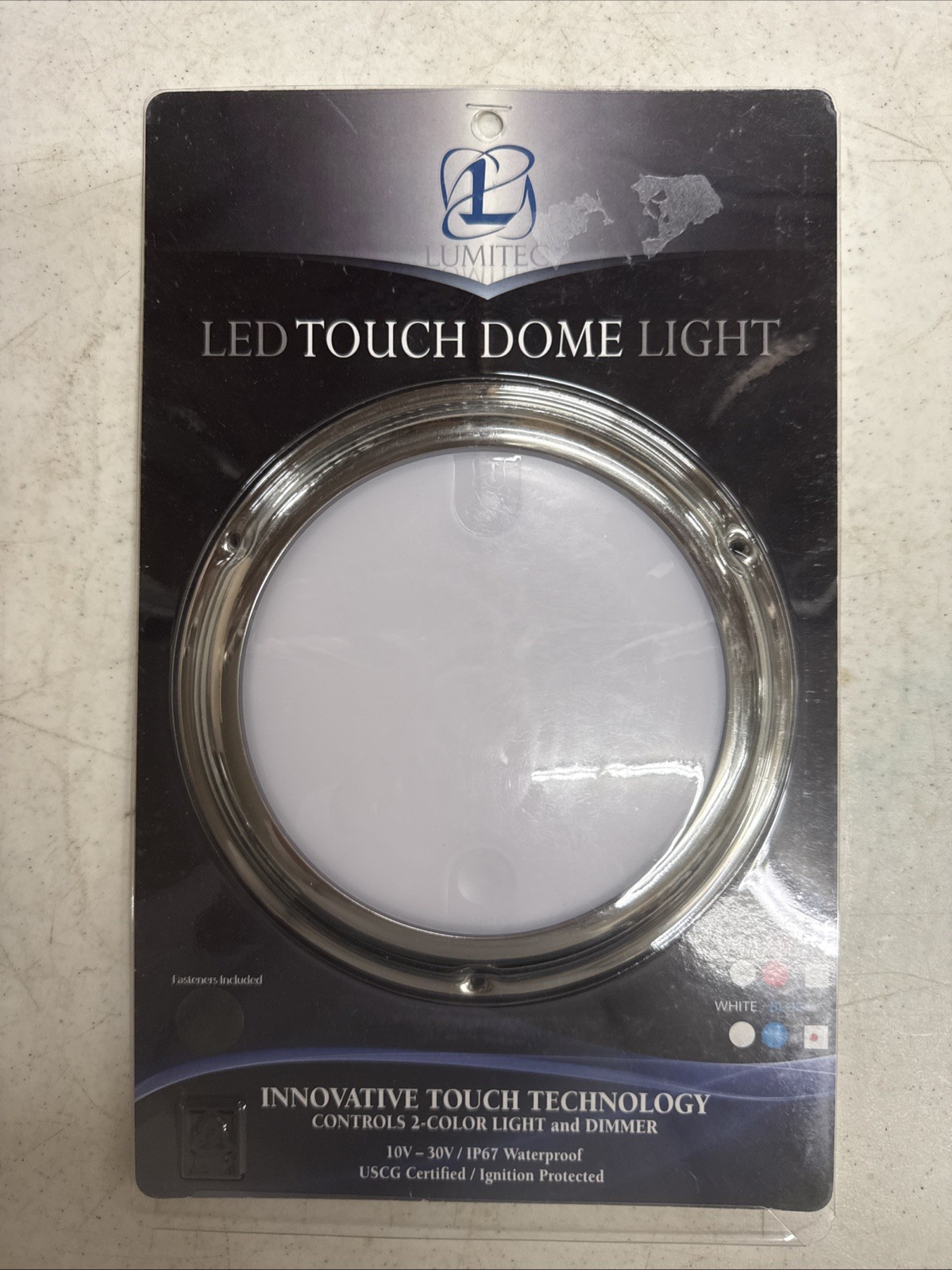 NEW Lumitec TouchDome Dome Light SS Finish 2-Color White/Blue Dimming 101097 NEW Lumitec TouchDome Dome Light SS Finish 2-Color White/Blue Dimming 101097