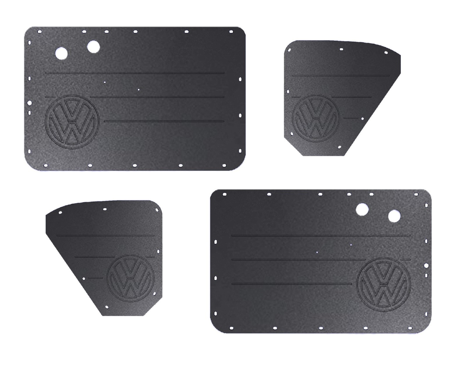 1953-1955 VW Beetle Carved Set of 4 Door Panel and Rear Side ABS - 