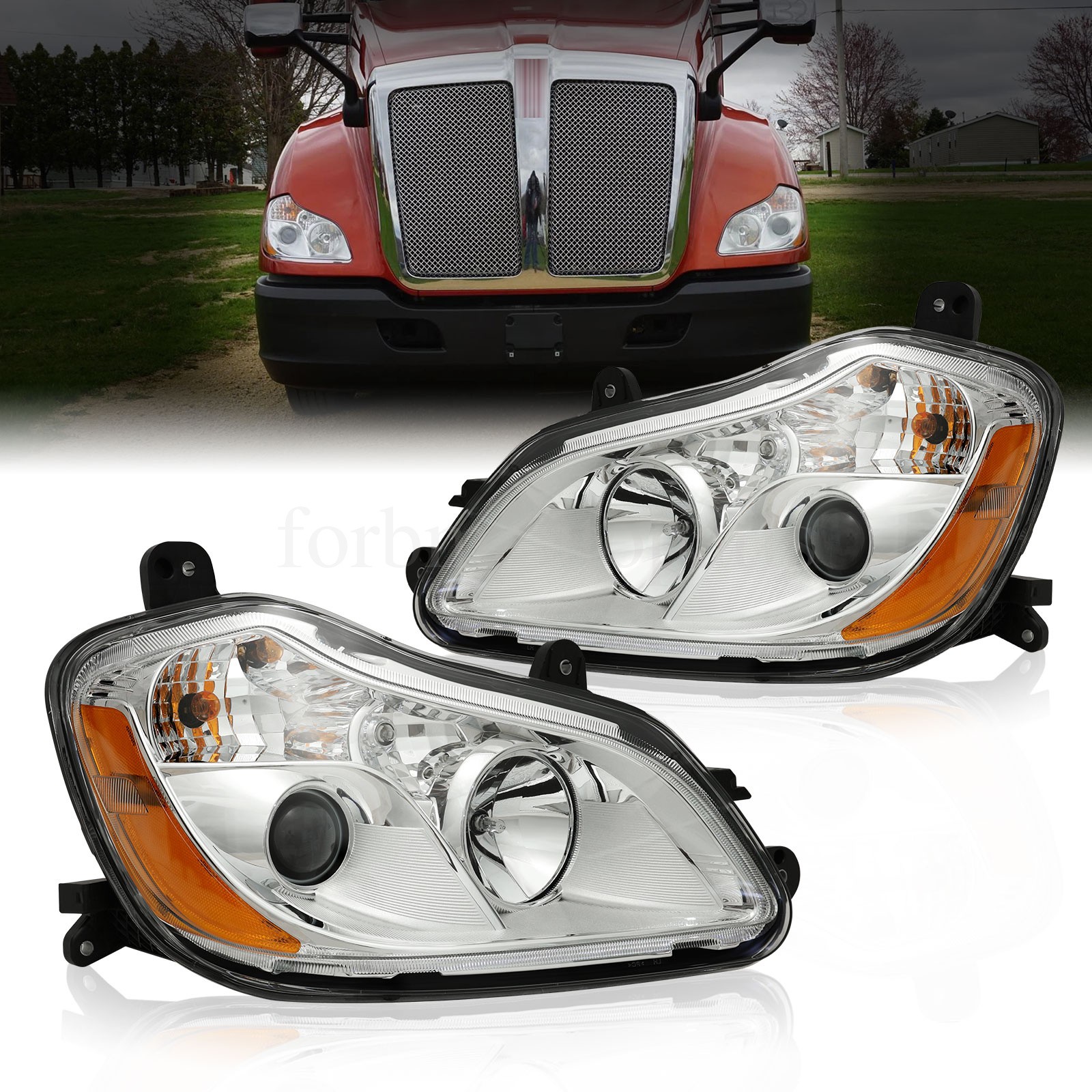 Fit For 2013-2021 Kenworth T680 Headlights Headlamp Pair Replacement Left&Right