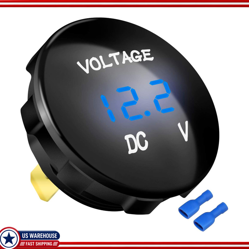 DC 12V 24V 36V Waterproof Digital Voltmeter Gauge, Blue LED Battery Monitor Indi DC 12V 24V 36V Waterproof Digital Voltmeter Gauge, Blue LED Battery Monitor Indi