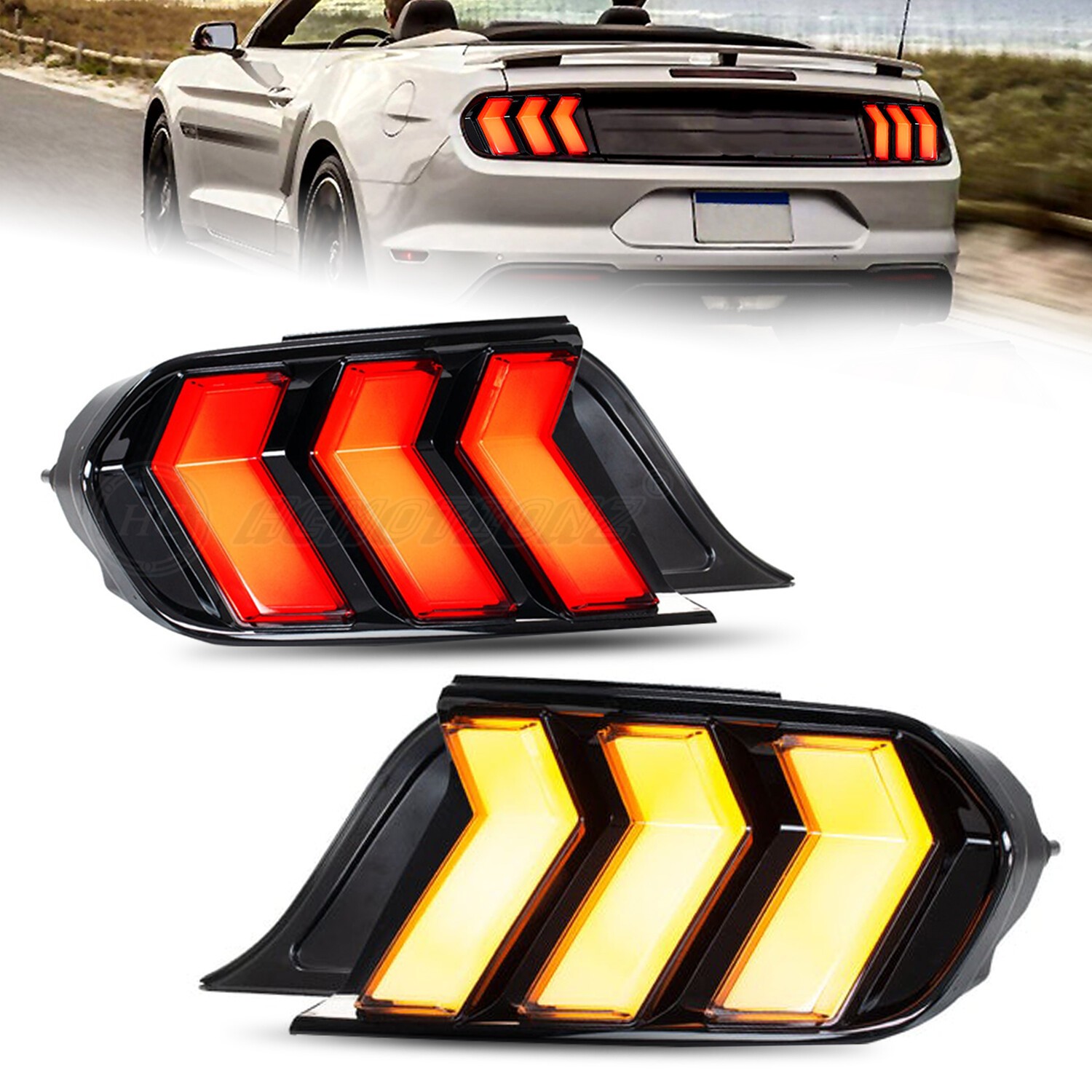 HC LED Tail Lights For Ford Mustang 2015-2023 variable Sequential turn signal 2p