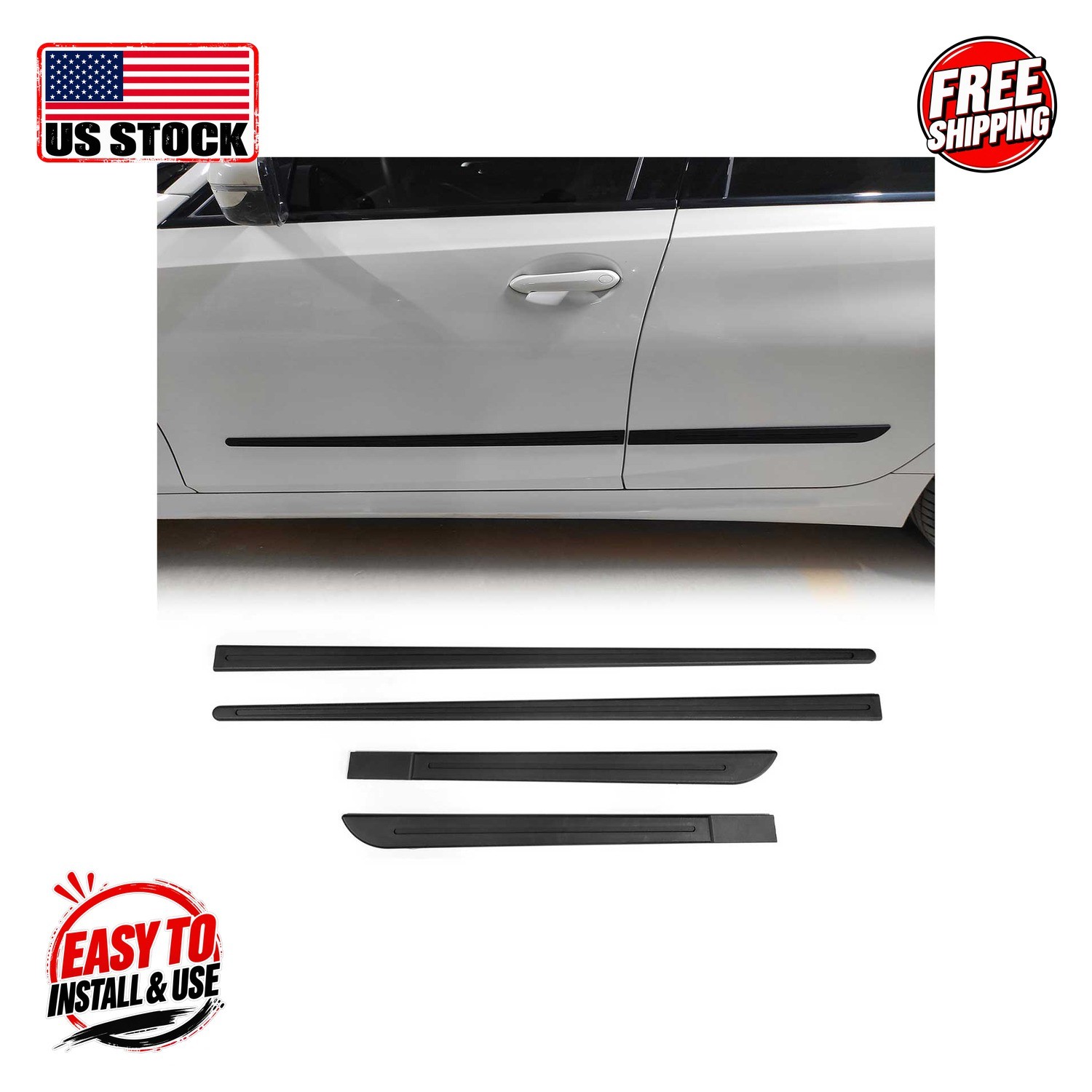 Side Door Streamer PP Polypropylene Matte Black 4 Pcs