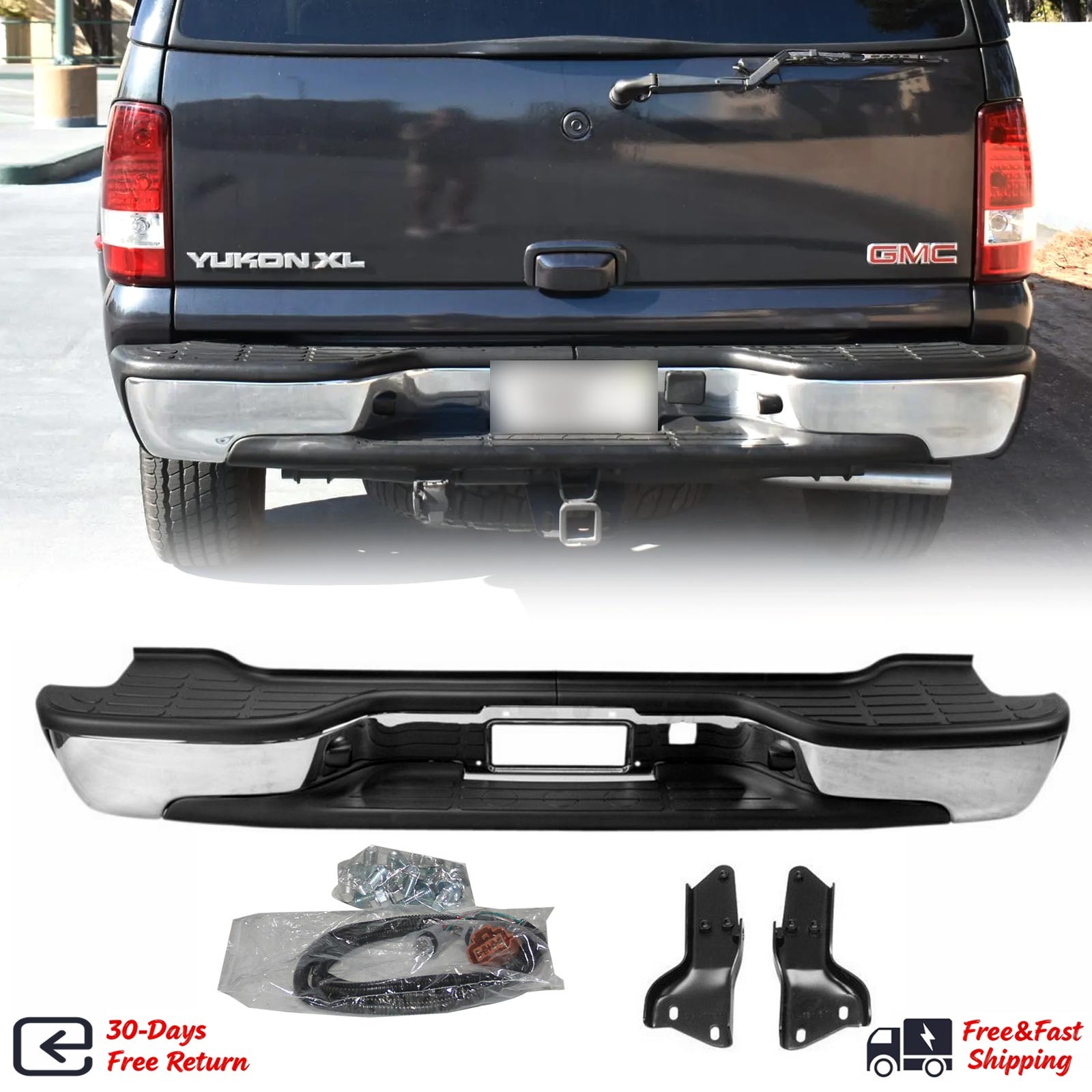 Chrome Rear Bumper Assembly For 2000-2006 Chevy Tahoe Suburban 1500 GMC Yukon XL