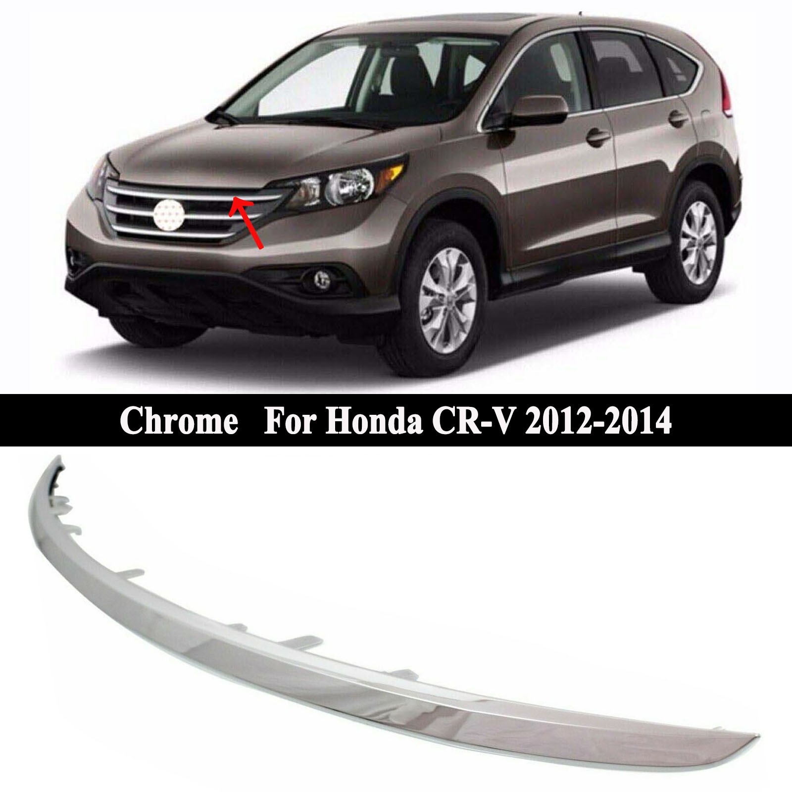 Front Grille Trim Grill Upper Chrome Molding For Honda CRV 2012-2014 71122T0GA01