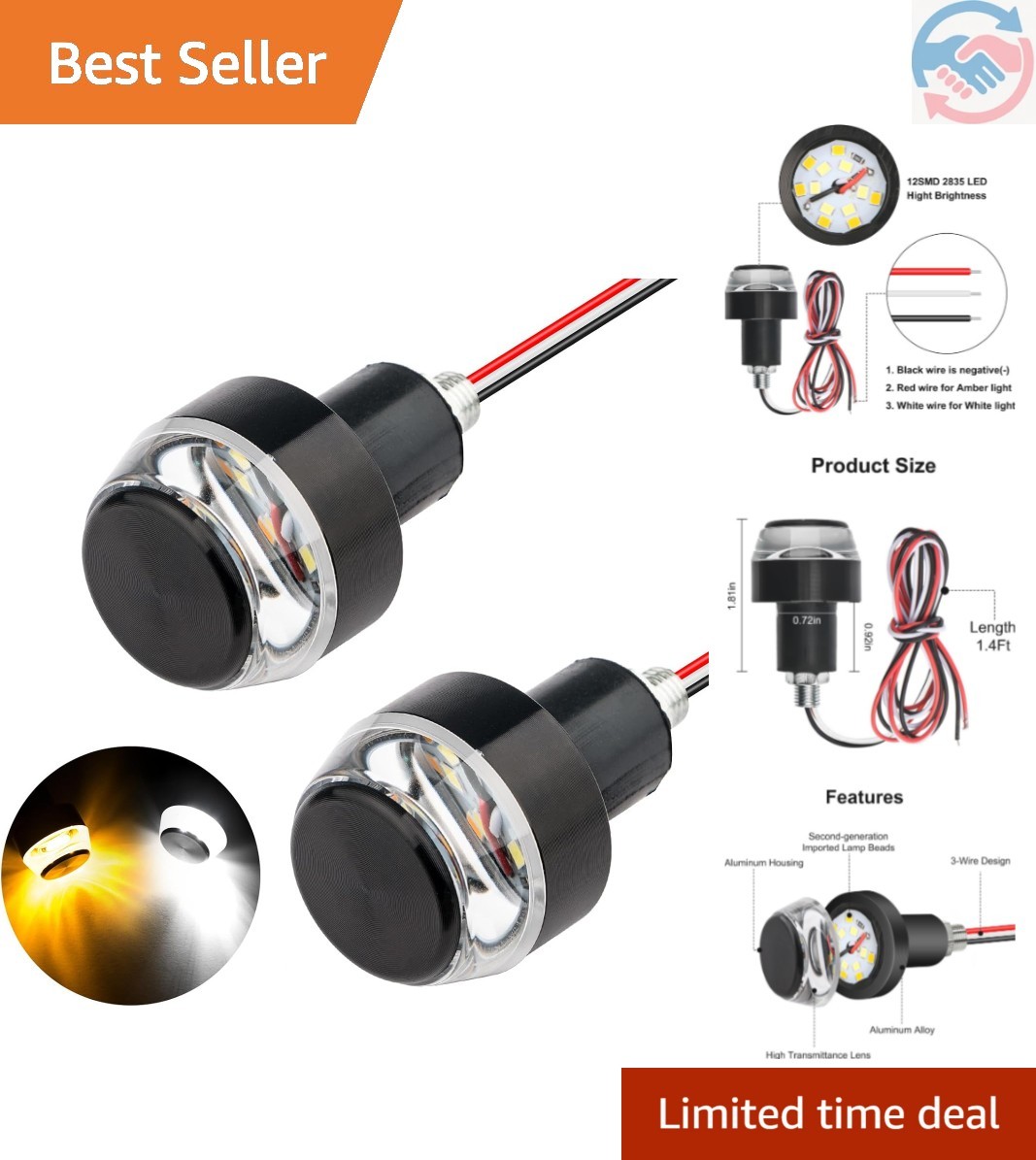 2PCS Motorcycle Turn Signal Light, 12 LEDs Turn Signal Indicator Lamp, Amber ... 2PCS Motorcycle Turn Signal Light, 12 LEDs Turn Signal Indicator Lamp, Amber ...