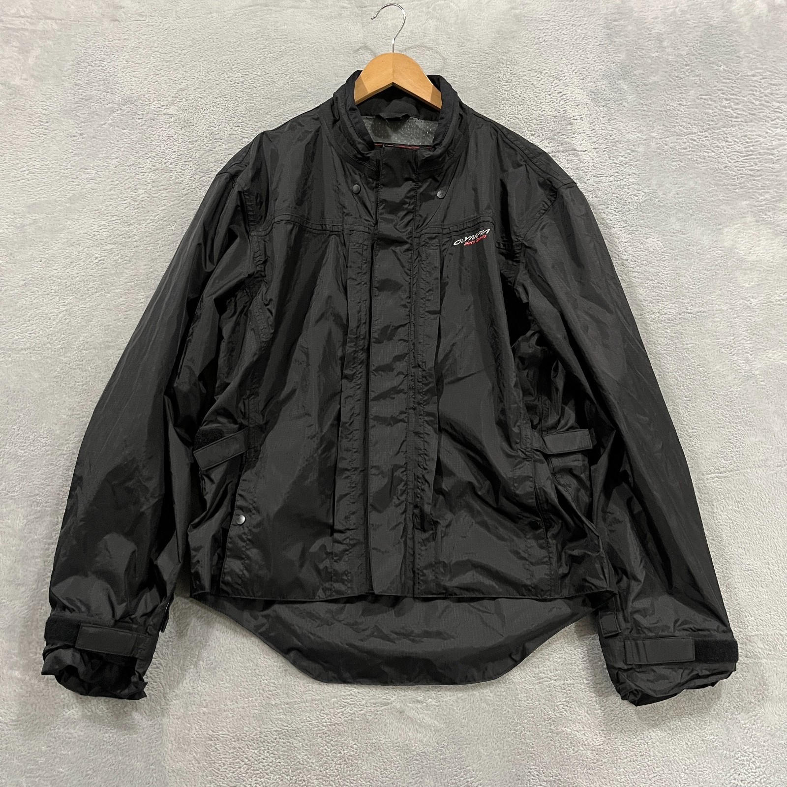 Olympia Moto Sports Jacket Mens Small Black Motorcycle  Windbreaker Biker Y2K